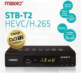 Maxxo T2, Set-top box DVB-T/T2, H.265 (HEVC), Full HD, SCART, HDMI, záznam na USB, LAN